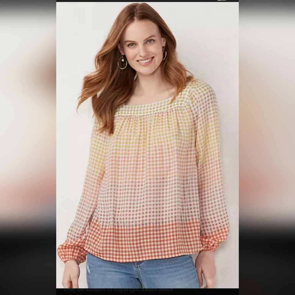 LC Lauren Conrad Smocked Long Sleeve Blouse in Cream and White